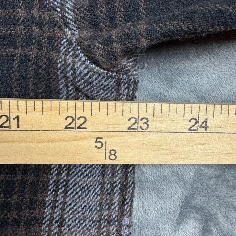 Polar King by Key Men's Flannel Shirt Size LT Gray Snap Button Plaid Work Wear - Picture 4 of 6
